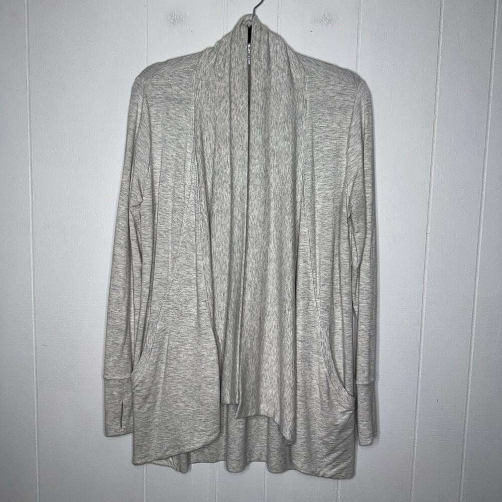 Athleta Women’s Pranayama Cardigan Wrap Sweater Light Gray Size Medium